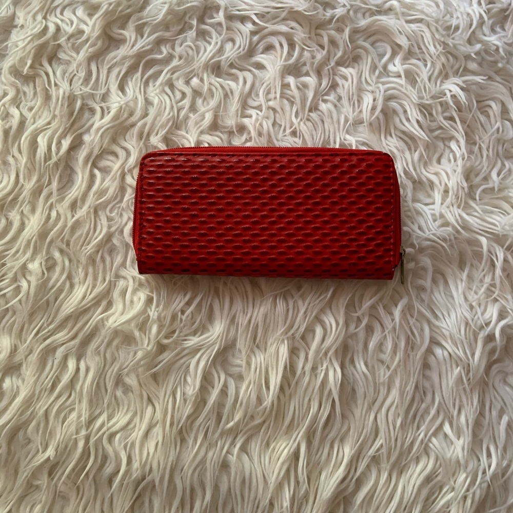 Red wallet with phone pouch